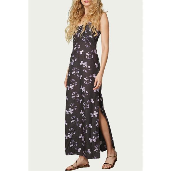 NEW BLACK IRIS livie floral-print cotton maxi dress in black - Picture 1 of 2